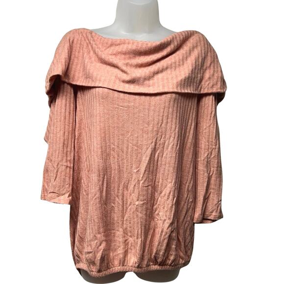 SALE Lane Bryant NWT Ribbed Off The Shoulder Sweater Top Pink Plus Size 18 20 - Picture 1 of 6